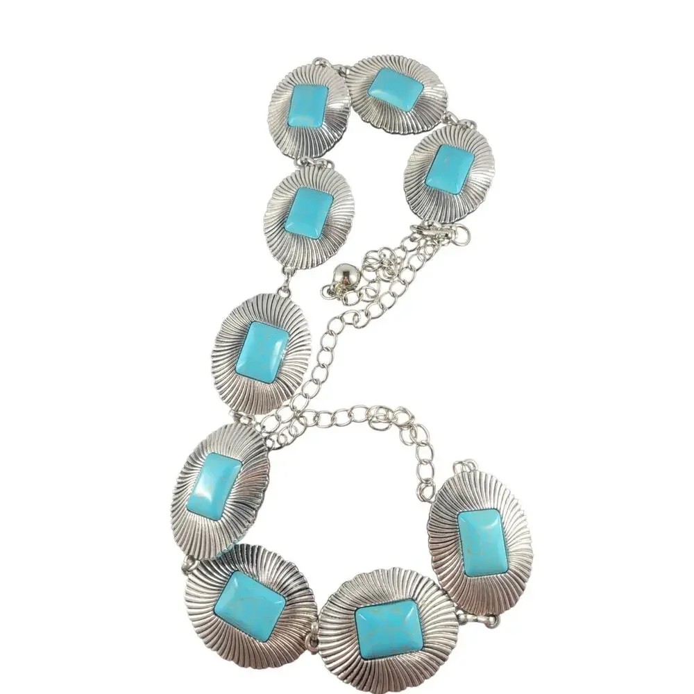Western Turquoise Concho Chain Belt